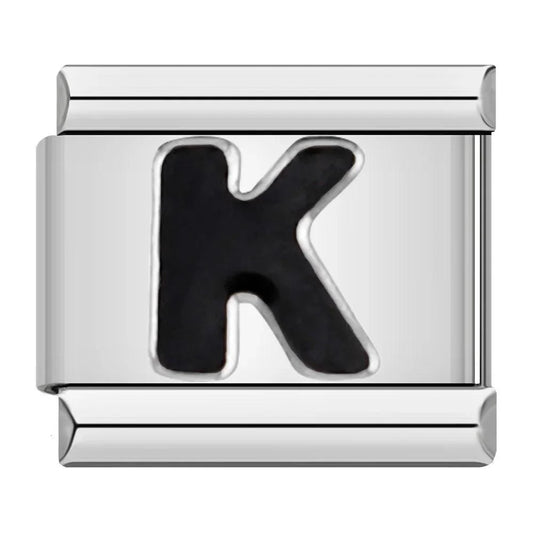 Letter K in Black, on Silver