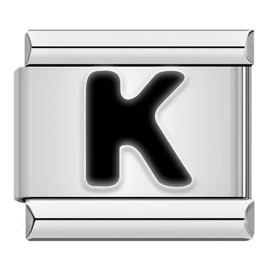 Letter K in Black, on Silver