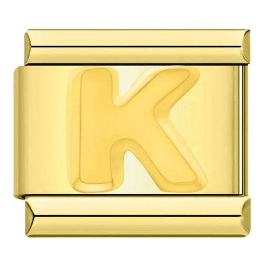 Letter K in Gold, on Gold