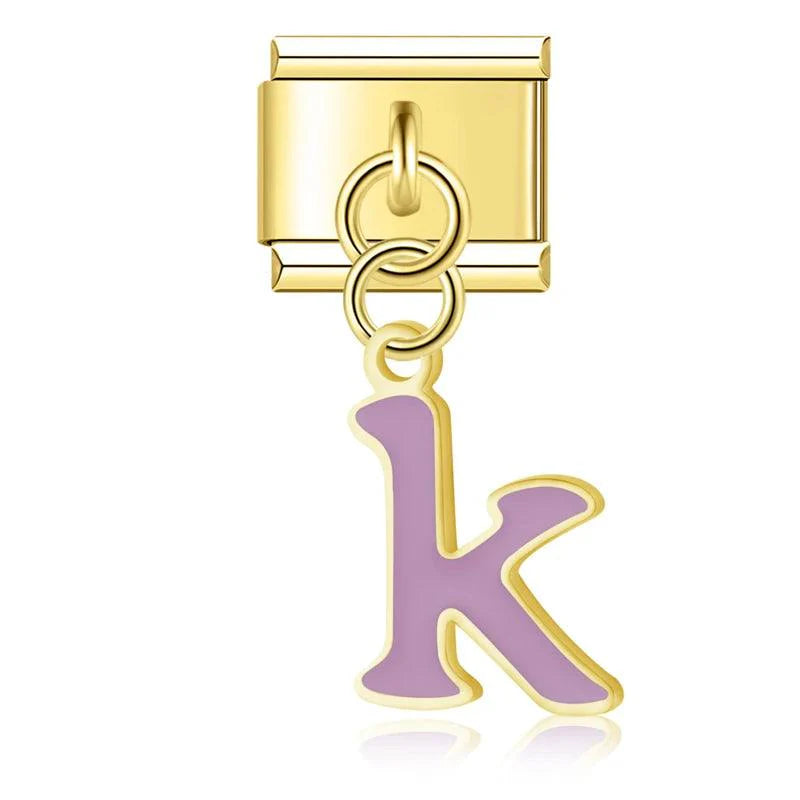 Letter K in Purple, on Gold