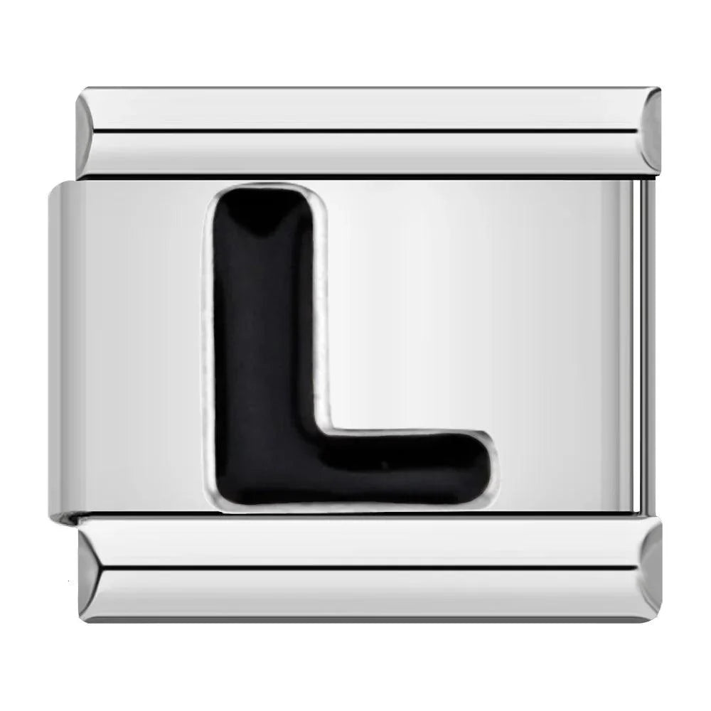 Letter L in Black, on Silver