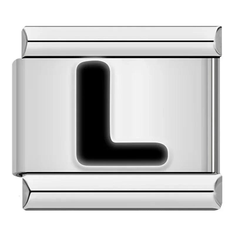 Letter L in Black, on Silver