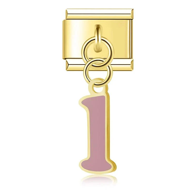 Letter L in Pink, on Gold