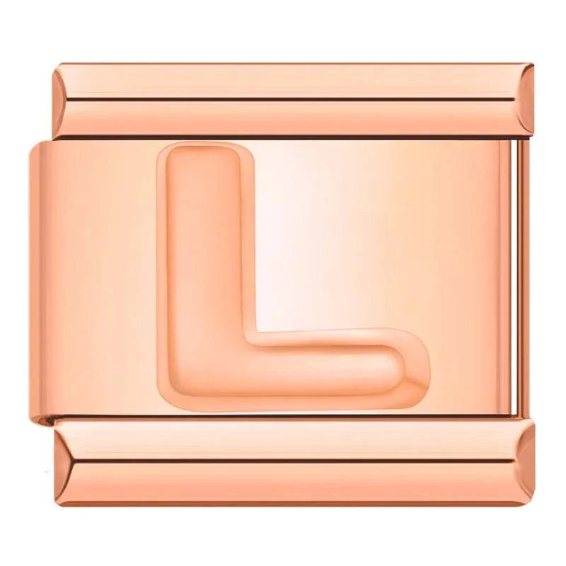 Letter L in Rose Gold, on Rose Gold