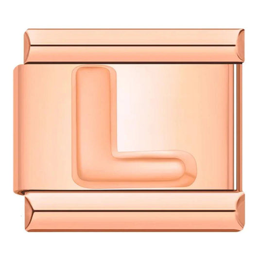 Letter L in Rose Gold, on Rose Gold