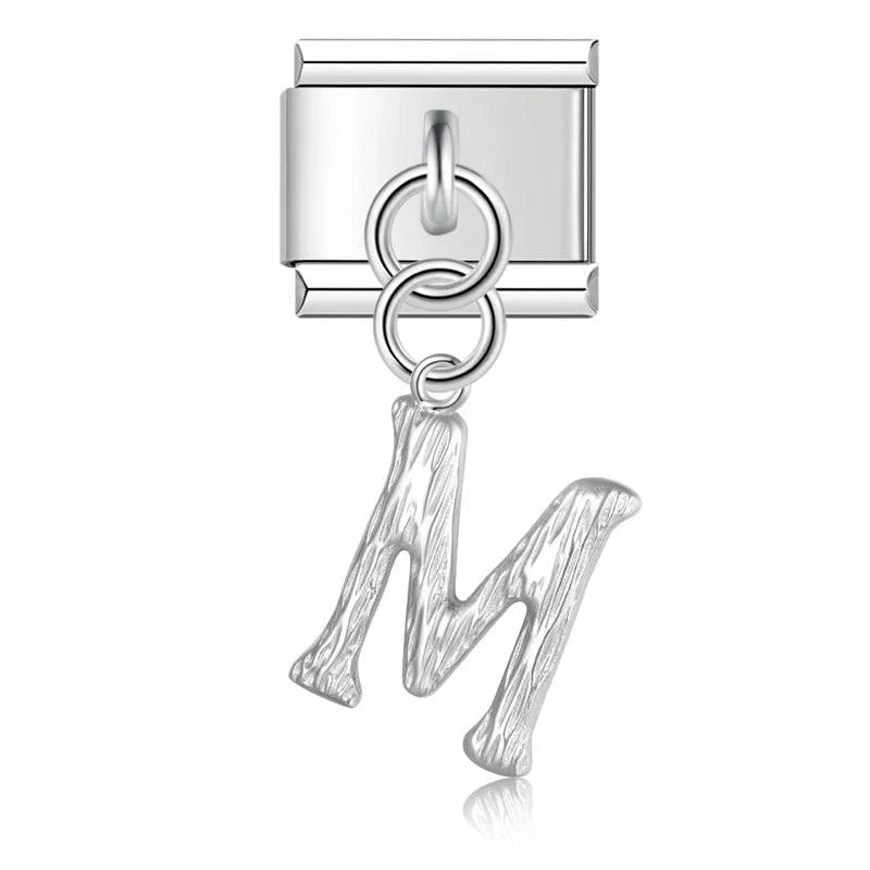 Letter M, Hanging, on Silver