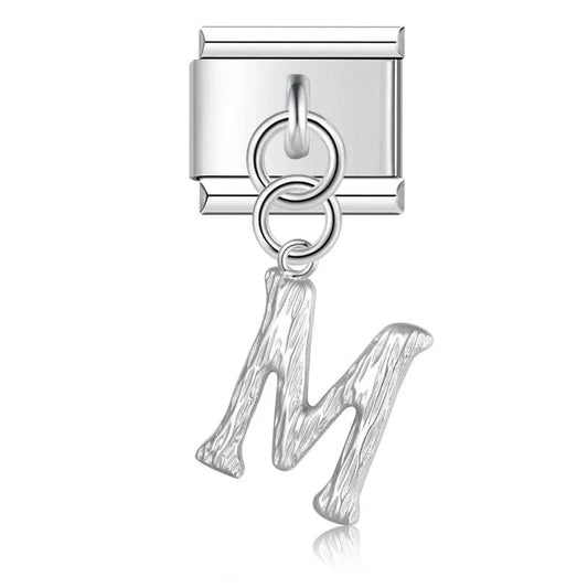 Letter M, Hanging, on Silver