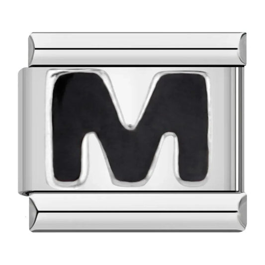 Letter M in Black, on Silver