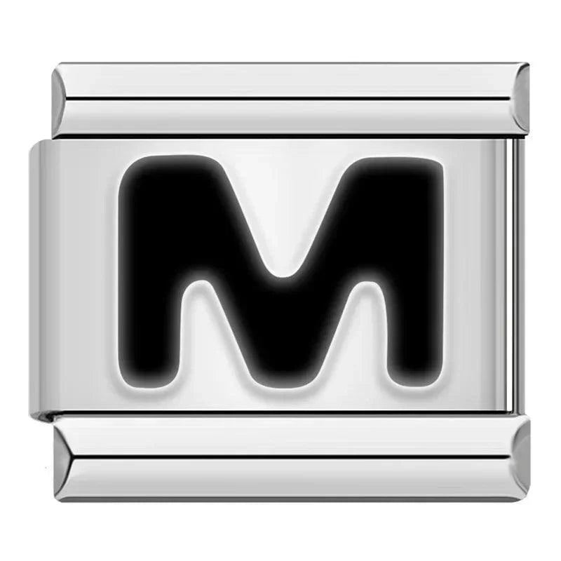 Letter M in Black, on Silver