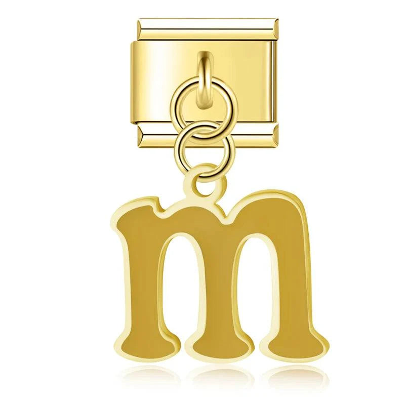 Letter M in Yellow, on Gold