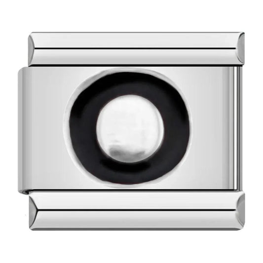 Letter O in Black, on Silver