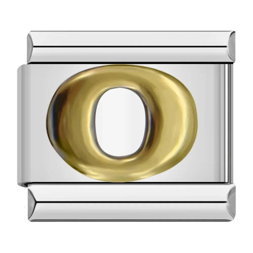 Letter O in Gold, on Silver