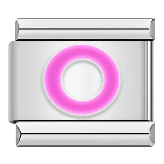 Letter O in Pink, on Silver