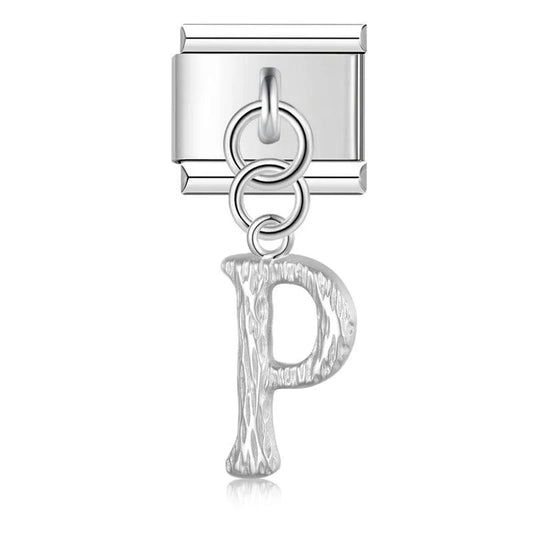 Letter P, Hanging, on Silver