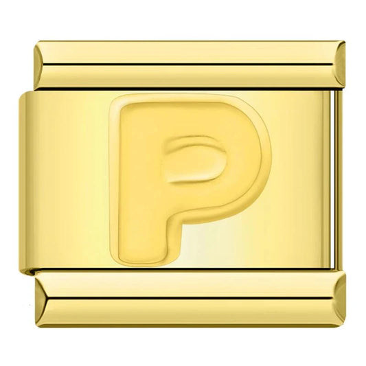 Letter P in Gold, on Gold