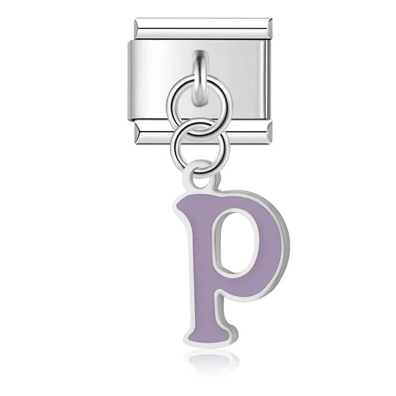 Letter P in Purple, on Silver