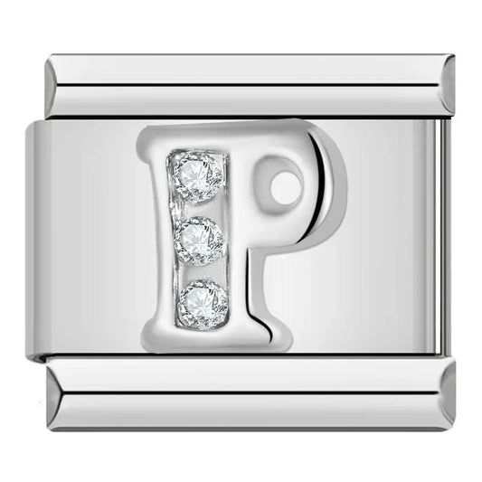 Letter P with Stones, on Silver