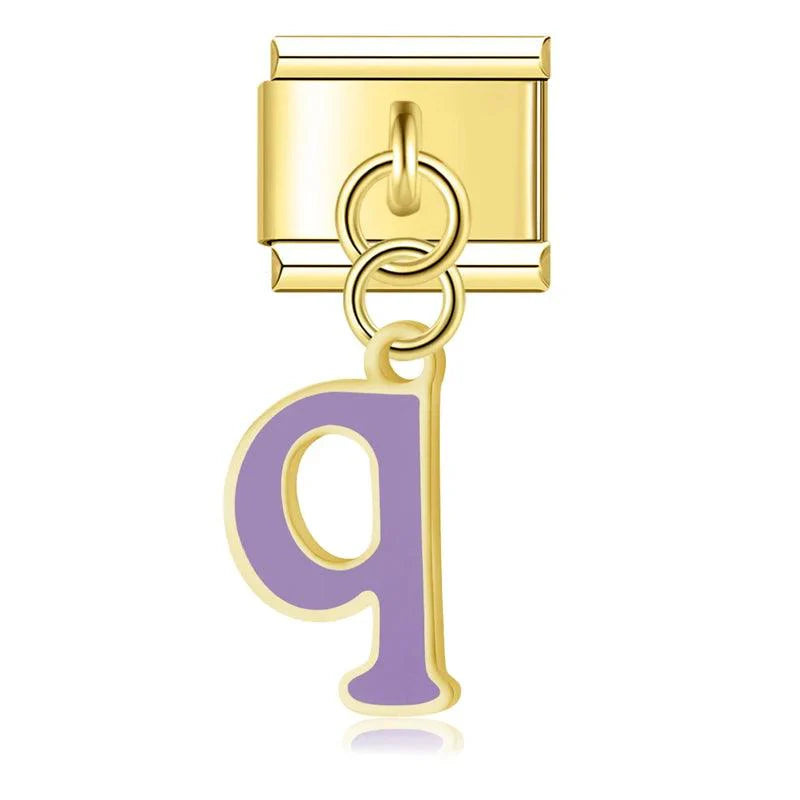 Letter Q in Purple, on Gold