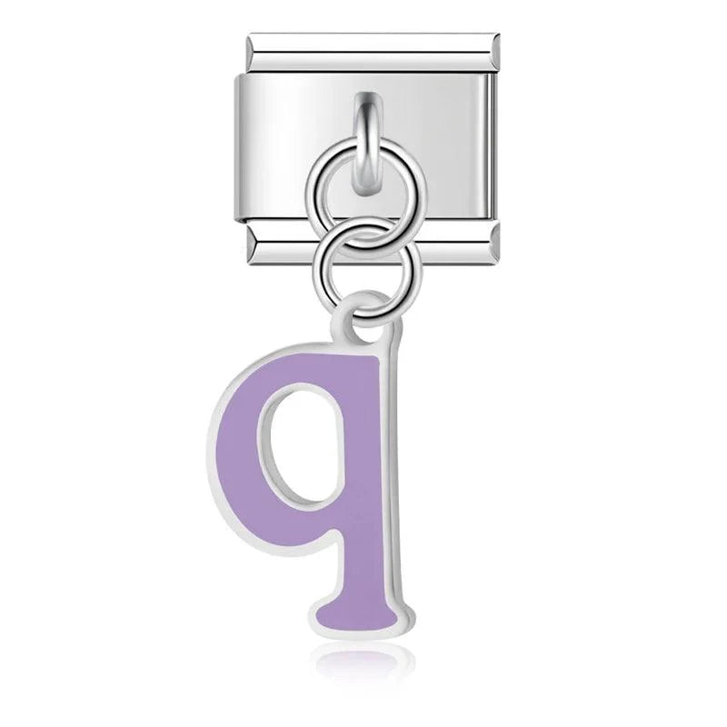 Letter Q in Purple, on Silver