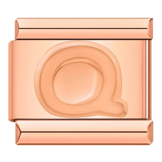 Letter Q in Rose Gold, on Rose Gold