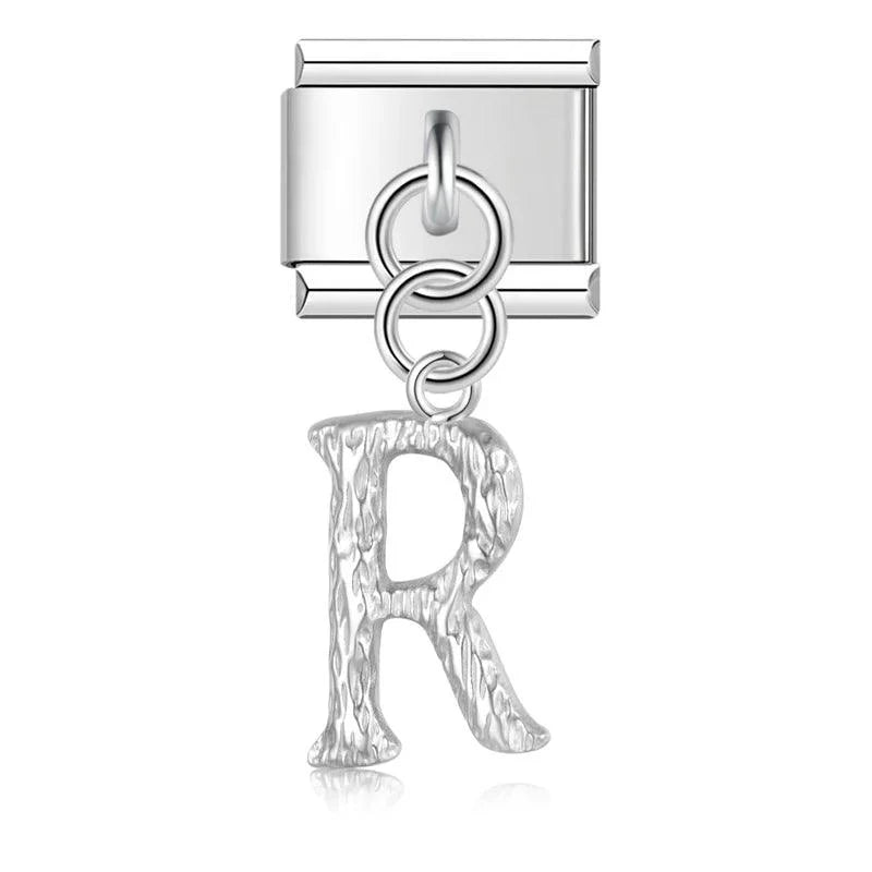 Letter R, Hanging, on Silver