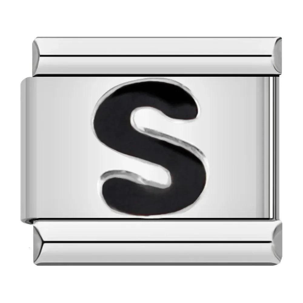 Letter S in Black, on Silver