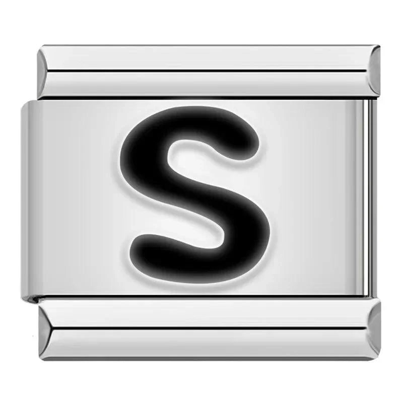 Letter S in Black, on Silver