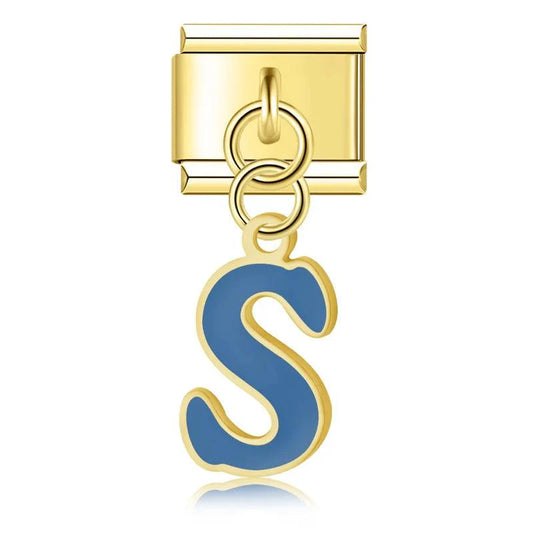 Letter S in Blue, on Gold