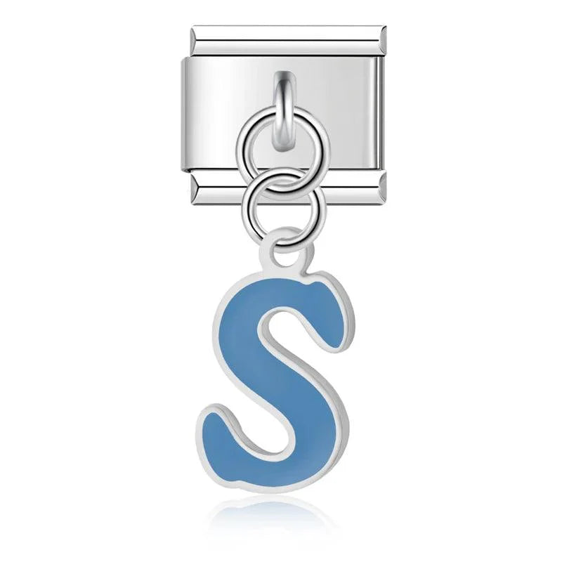 Letter S in Blue, on Silver