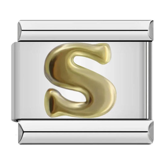 Letter S in Gold, on Silver