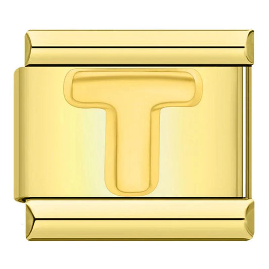 Letter T in Gold, on Gold