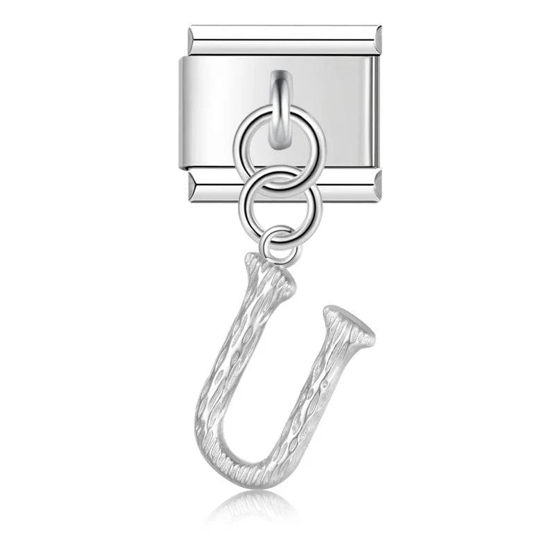 Letter U, Hanging, on Silver