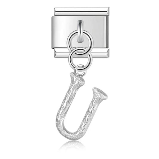 Letter U, Hanging, on Silver