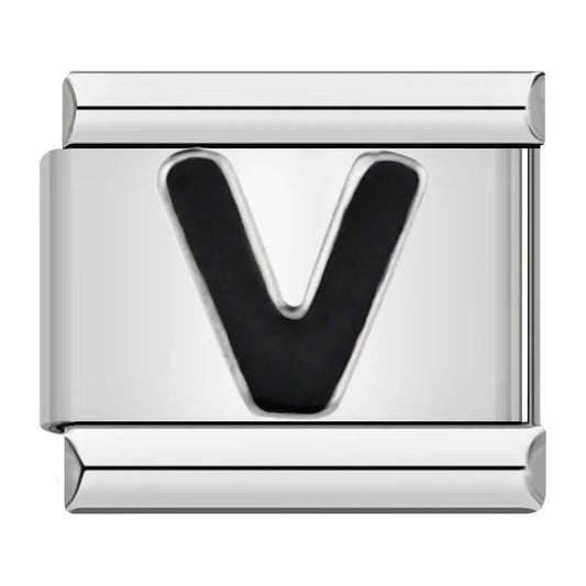 Letter V in Black, on Silver