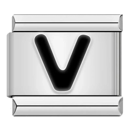 Letter V in Black, on Silver