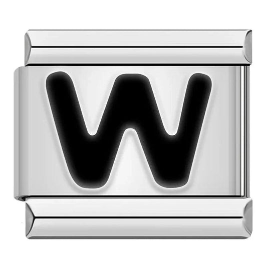 Letter W in Black, on Silver