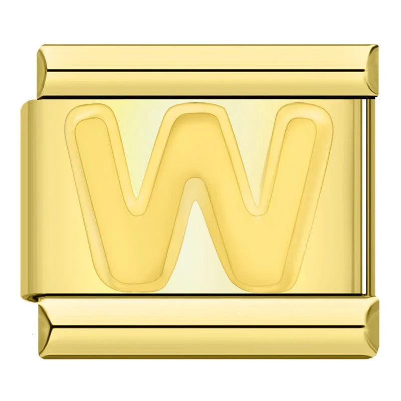 Letter W in Gold, on Gold