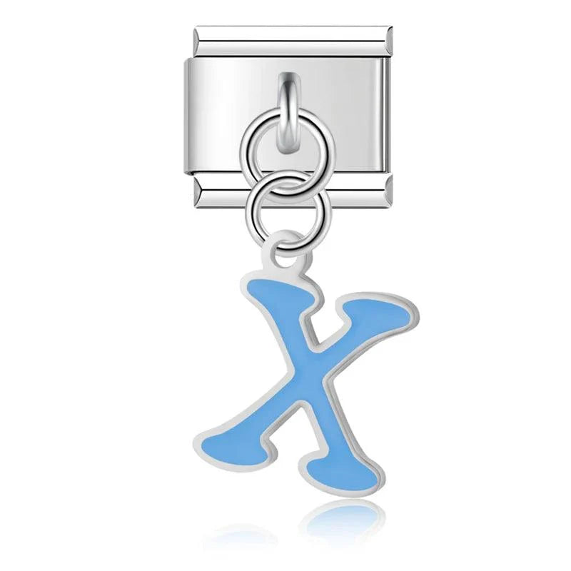 Letter X in Blue, on Silver