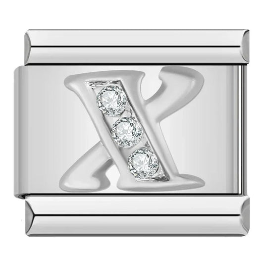 Letter X with Stones, on Silver