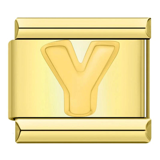 Letter Y in Gold, on Gold