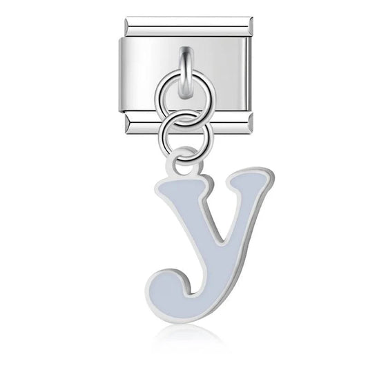 Letter Y in Grey, on Silver