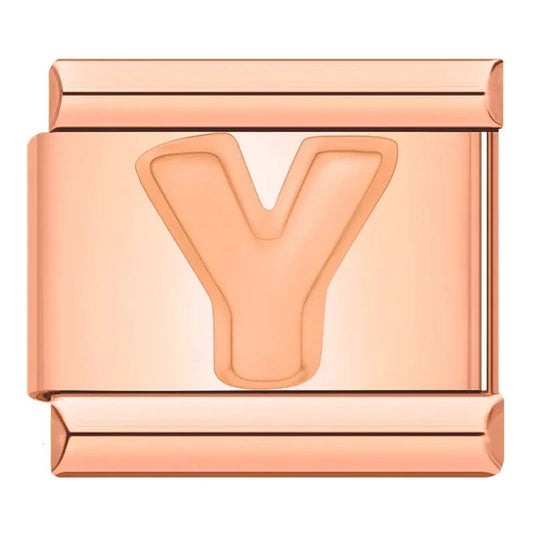 Letter Y in Rose Gold, on Rose Gold