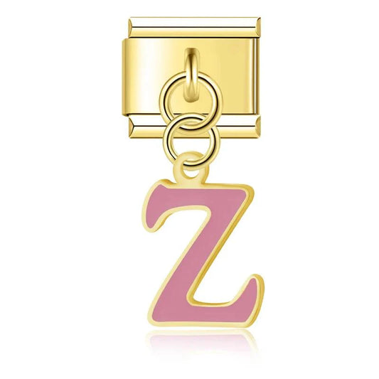 Letter Z in Pink, on Gold