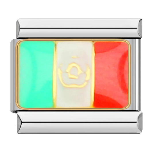 Mexico Flag, on Silver