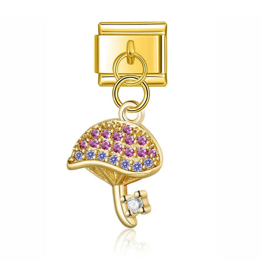 Mushroom Key with Stones, on Gold