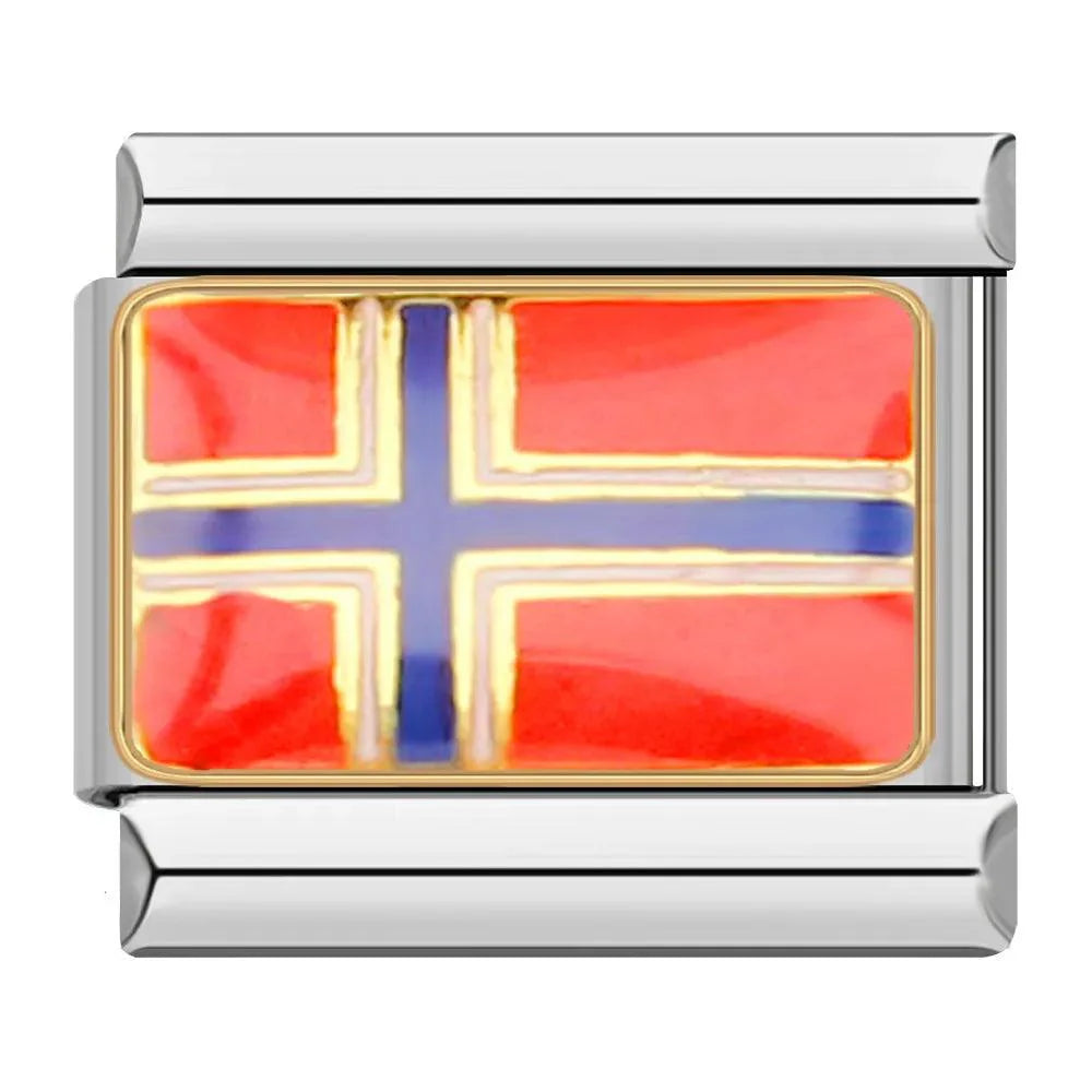 Norway Flag, on Silver