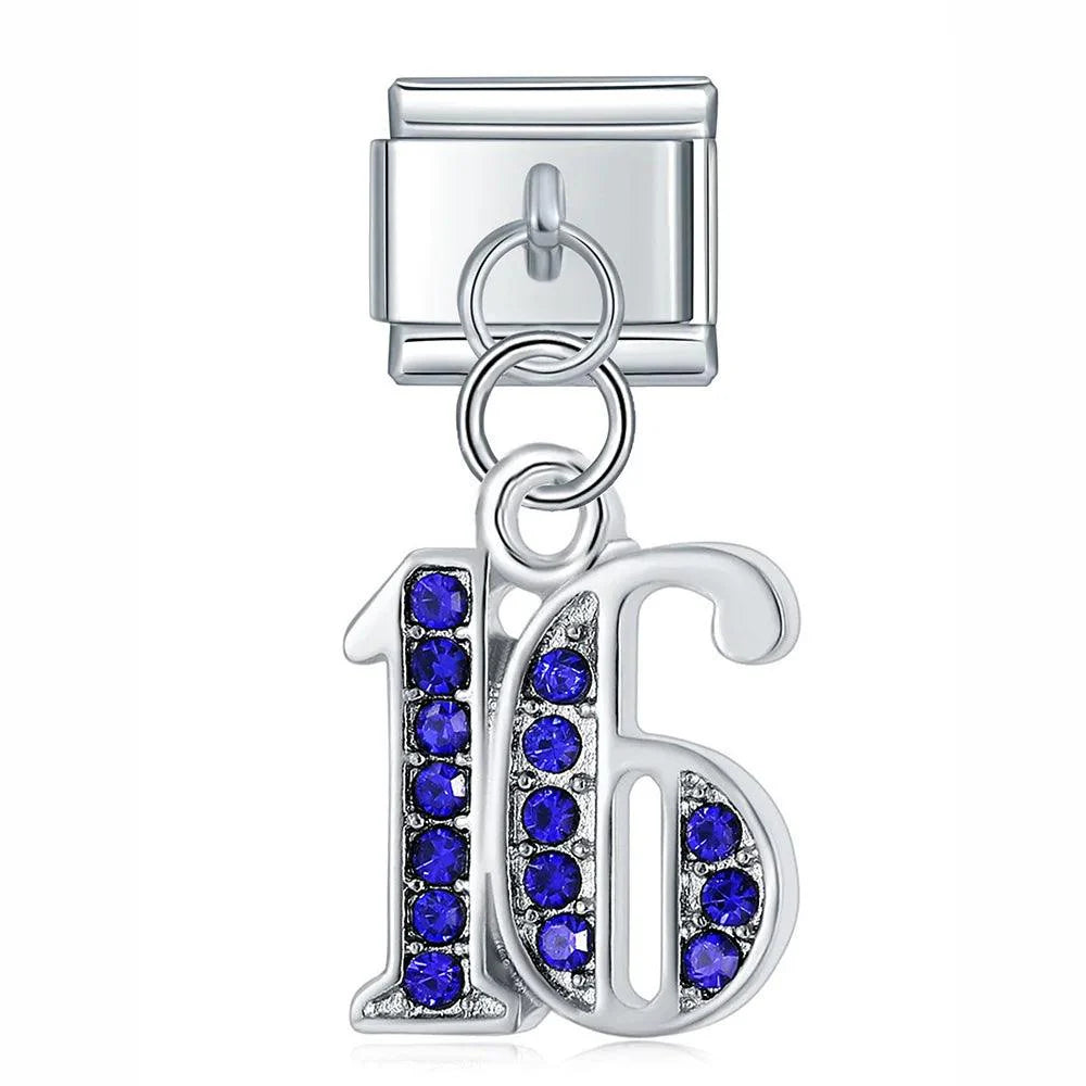 Number 16 with Blue Stones, on Silver