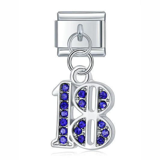 Number 18 with Blue Stones, on Silver