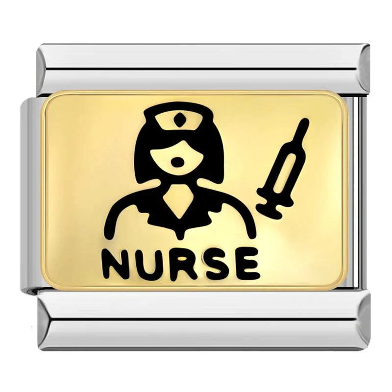 Nurse, Gold Plate, on Silver