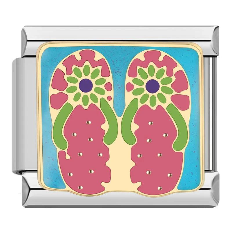 Pink Beach Flip Flop, on Silver